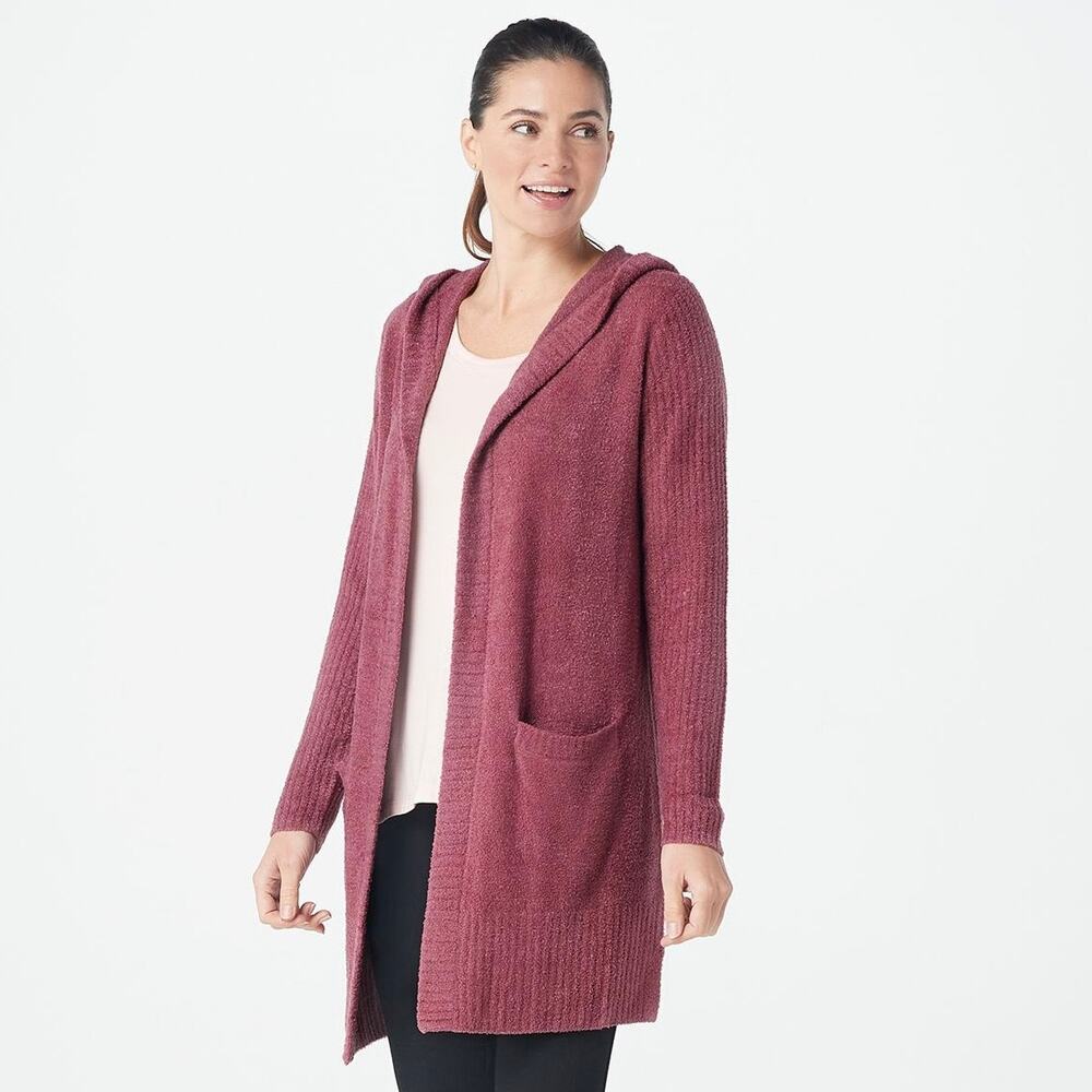 Barefoot Dreams CozyChic Lite Relaxed Hooded Cardi with Pockets Cardigan Sweater - Picture 2 of 12